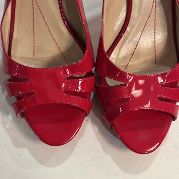 KATE SPADE, sz 9B, Red Patent Leather Heels, Slingback, Open Toe, size 9B - Picture 3 of 11